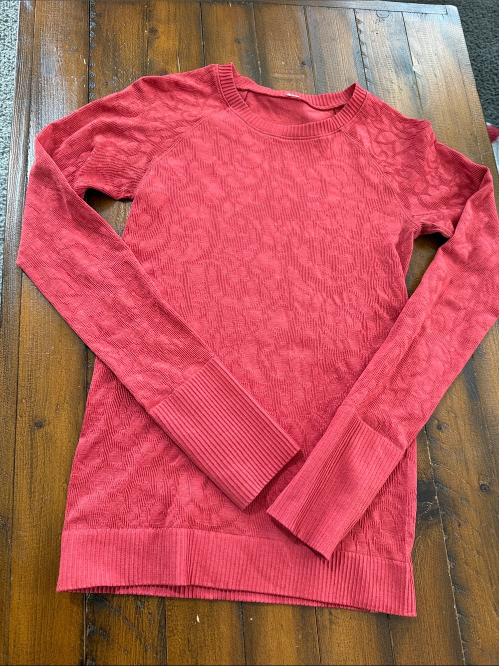 lululemon athletica Women's Coral-Red Textured Crew Neck Sweater